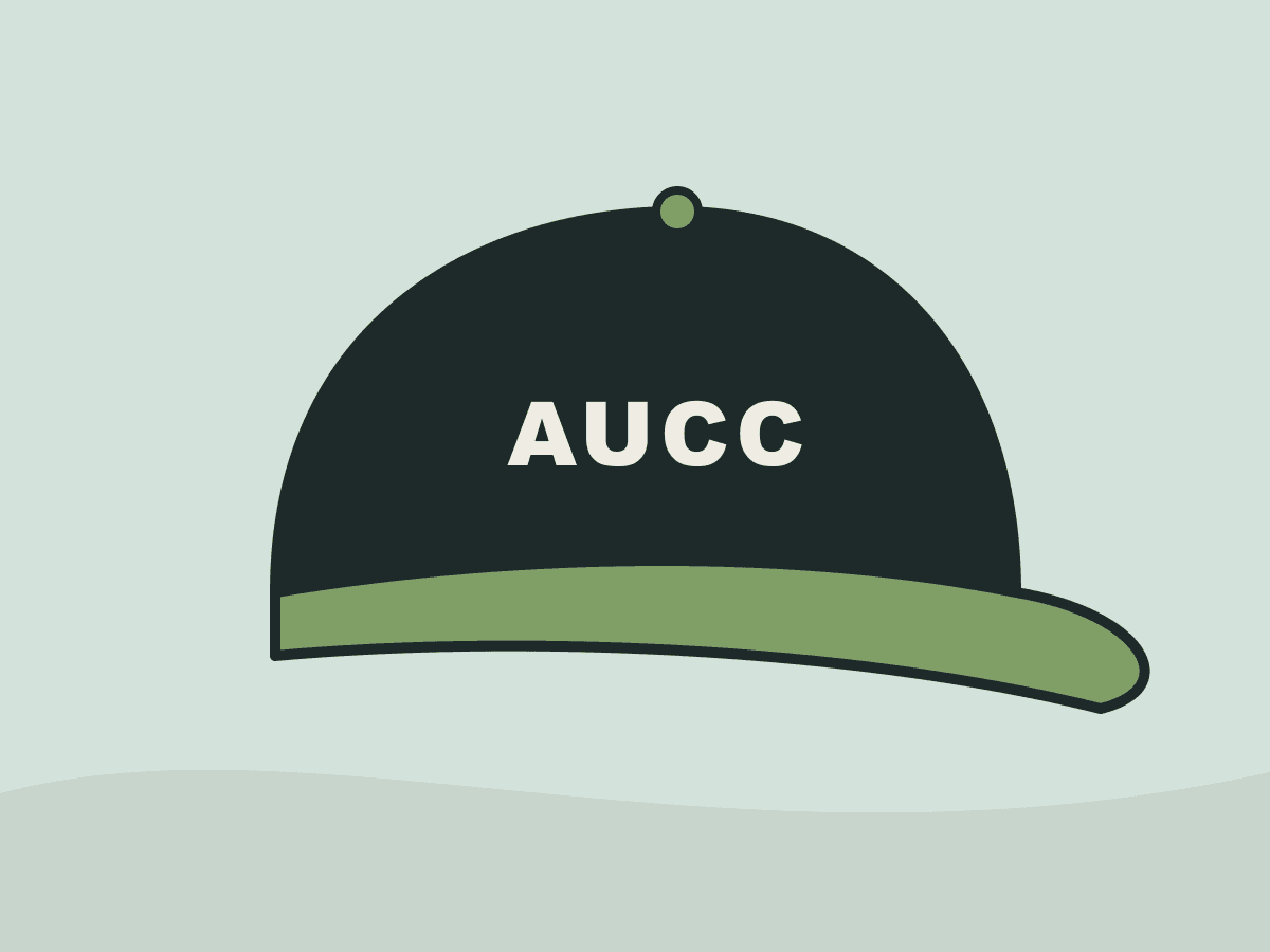 Illustration of a dark AUCC cap