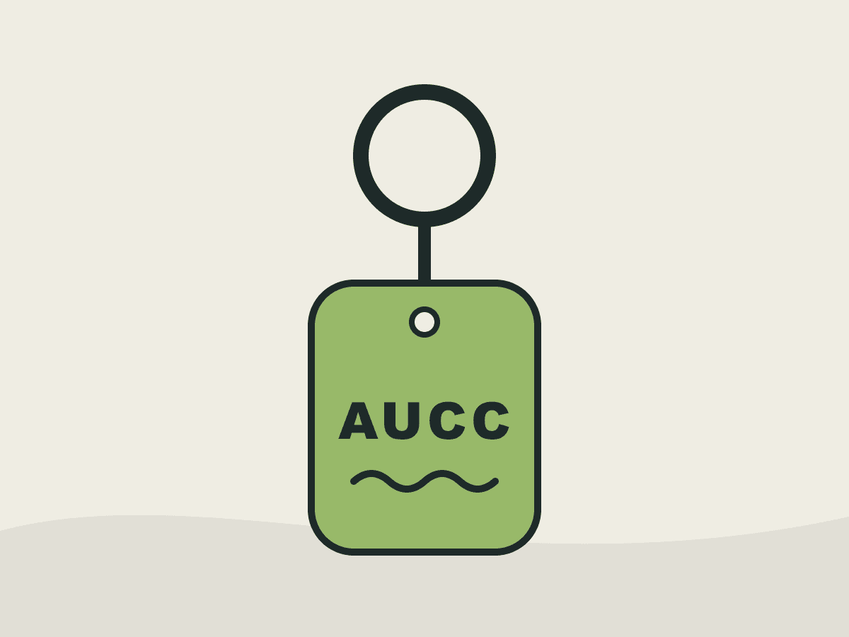 Illustration of a green AUCC keychain